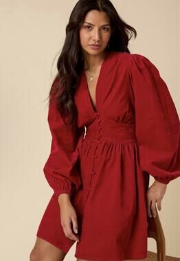 Nobodys Child LS Starlight Mini Cord RED Dress Plain US 4